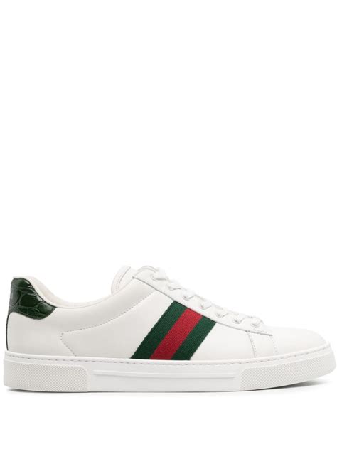 gucci stripe leather sneaker ราคา|gucci ace tennis shoes.